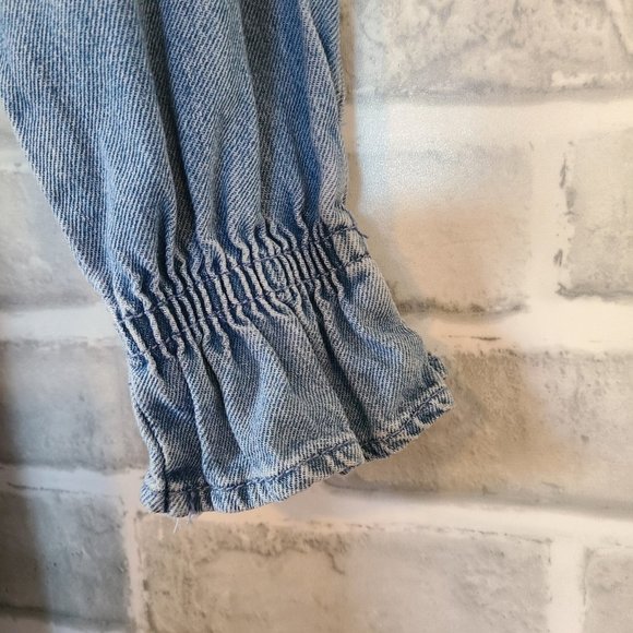 Bershka Denim Frill Dress Womens XS Long Sleeve Ruffle - Picture 5 of 10